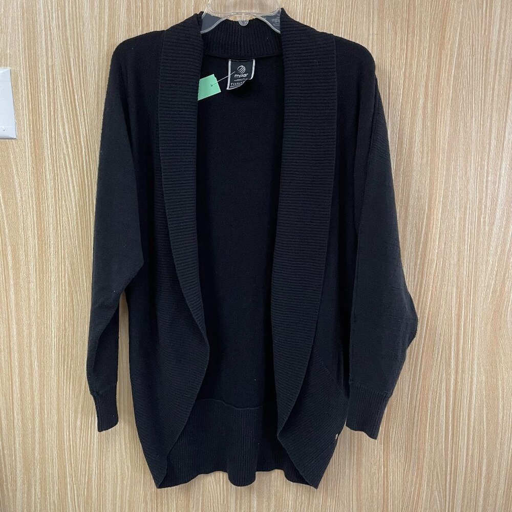 MPG black open cardigan size medium